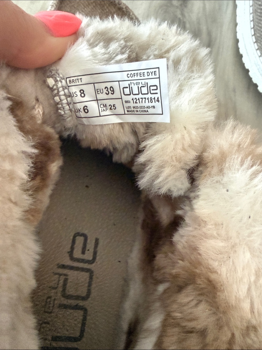 Hey Dude Taupe Faux-Fur Lined Lace-Up Sneakers - Picture 2 of 6
